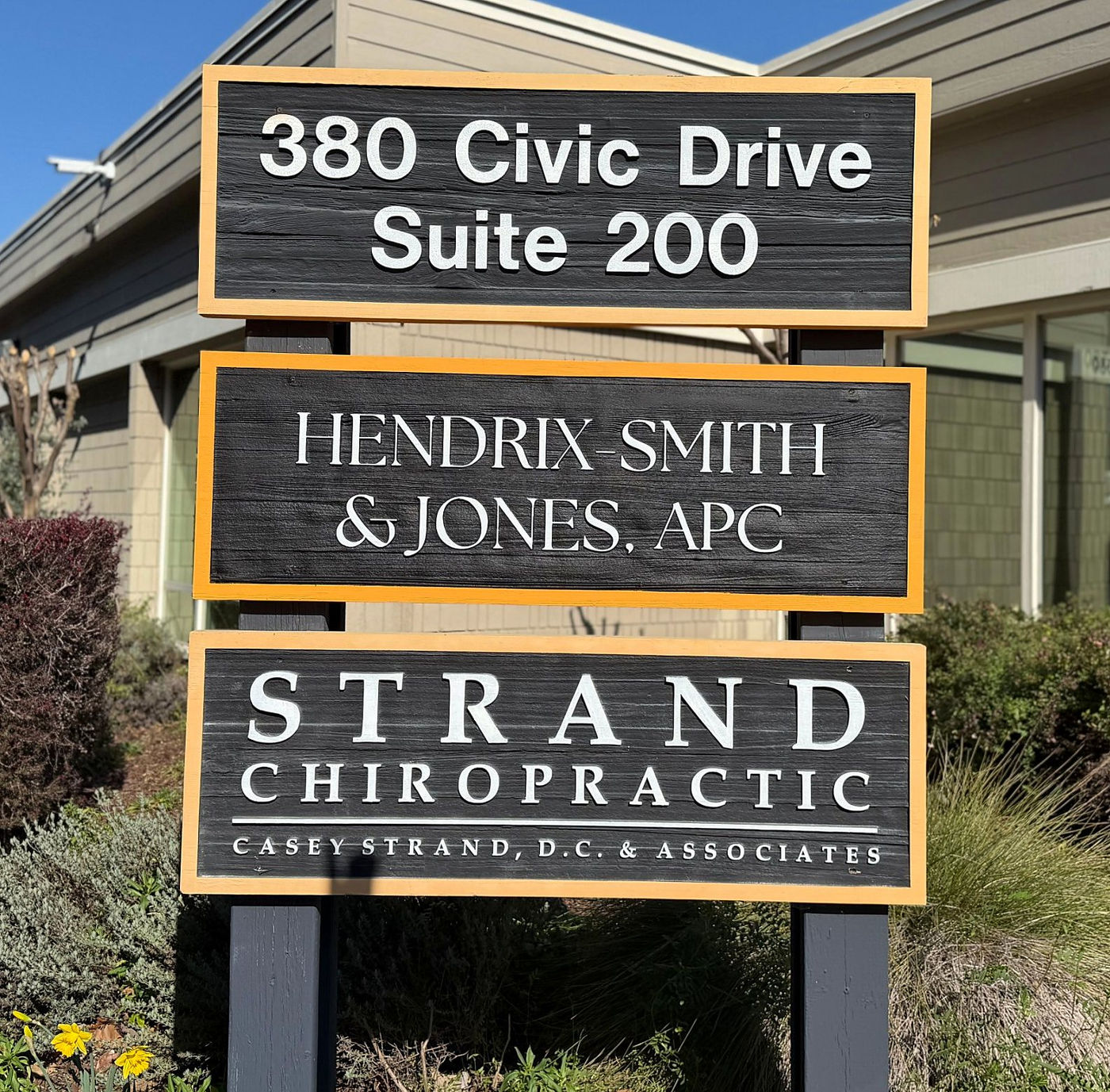 Sandblasted panels, 380 Civic Drive