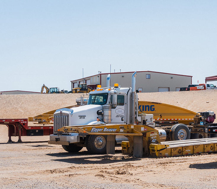 Semi truck and trailers for hauling heavy equipment