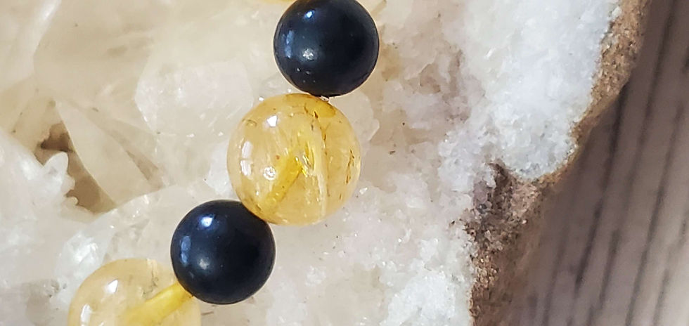Thumbnail: Shungite and Rutilated Gold Stretch Bracelet