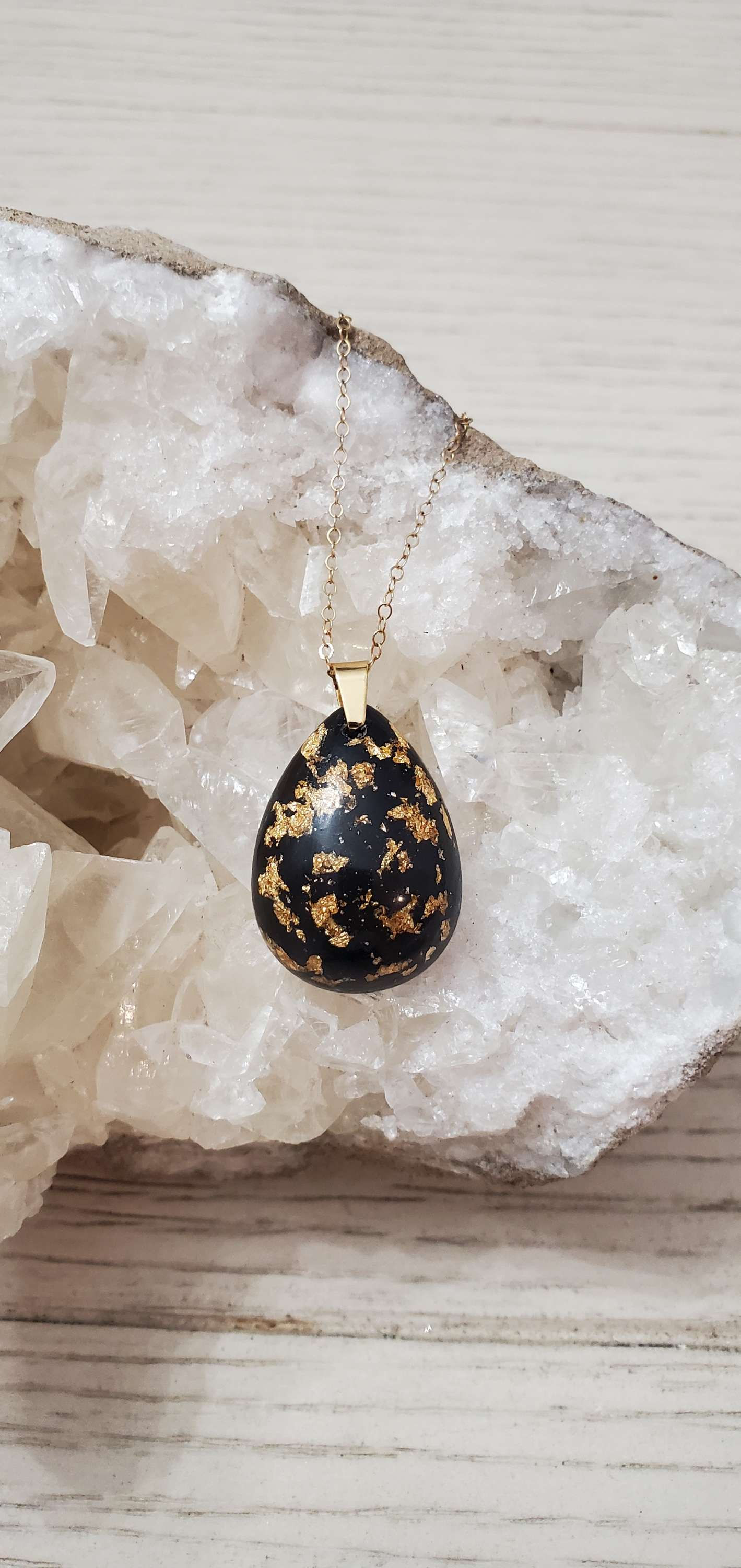 Shungite Pear Drop EMF Protection Necklace