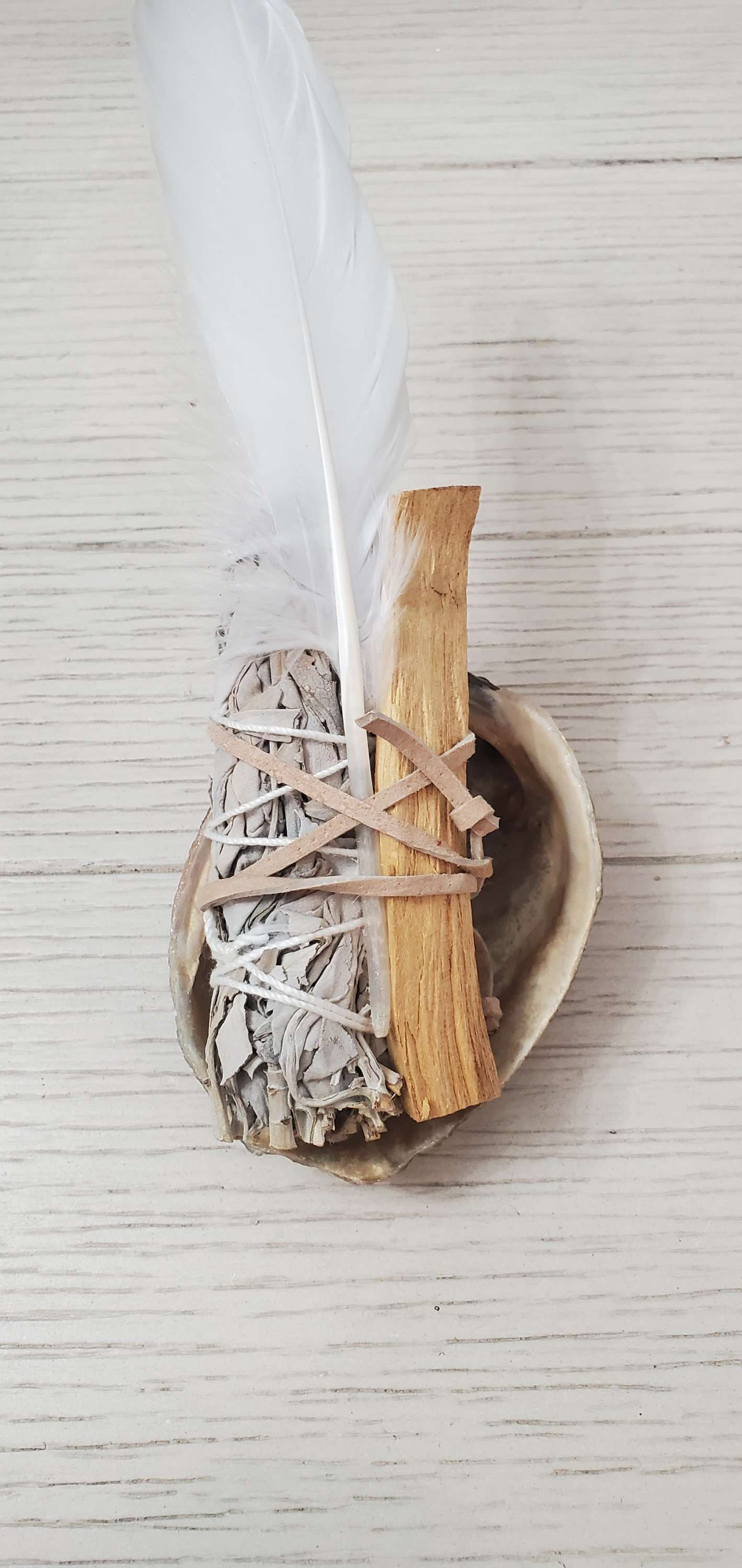 Smudging Turkey Feather Small Abalone Shell Kit