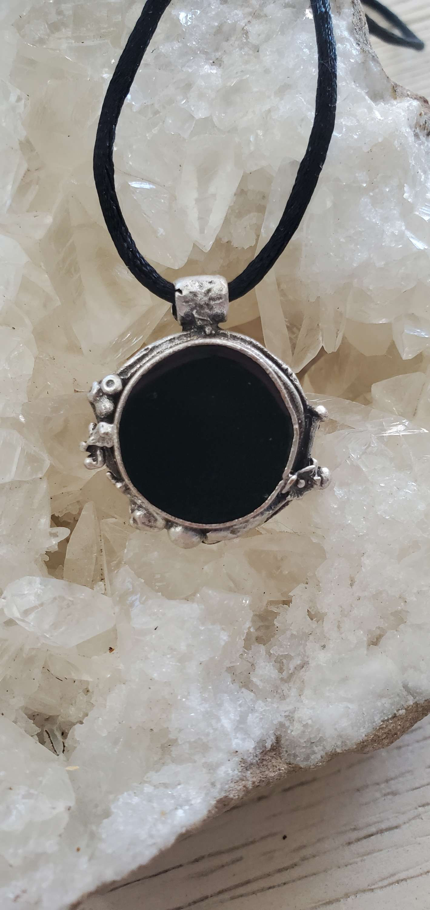 Round Shungite Resin Stone Pendant