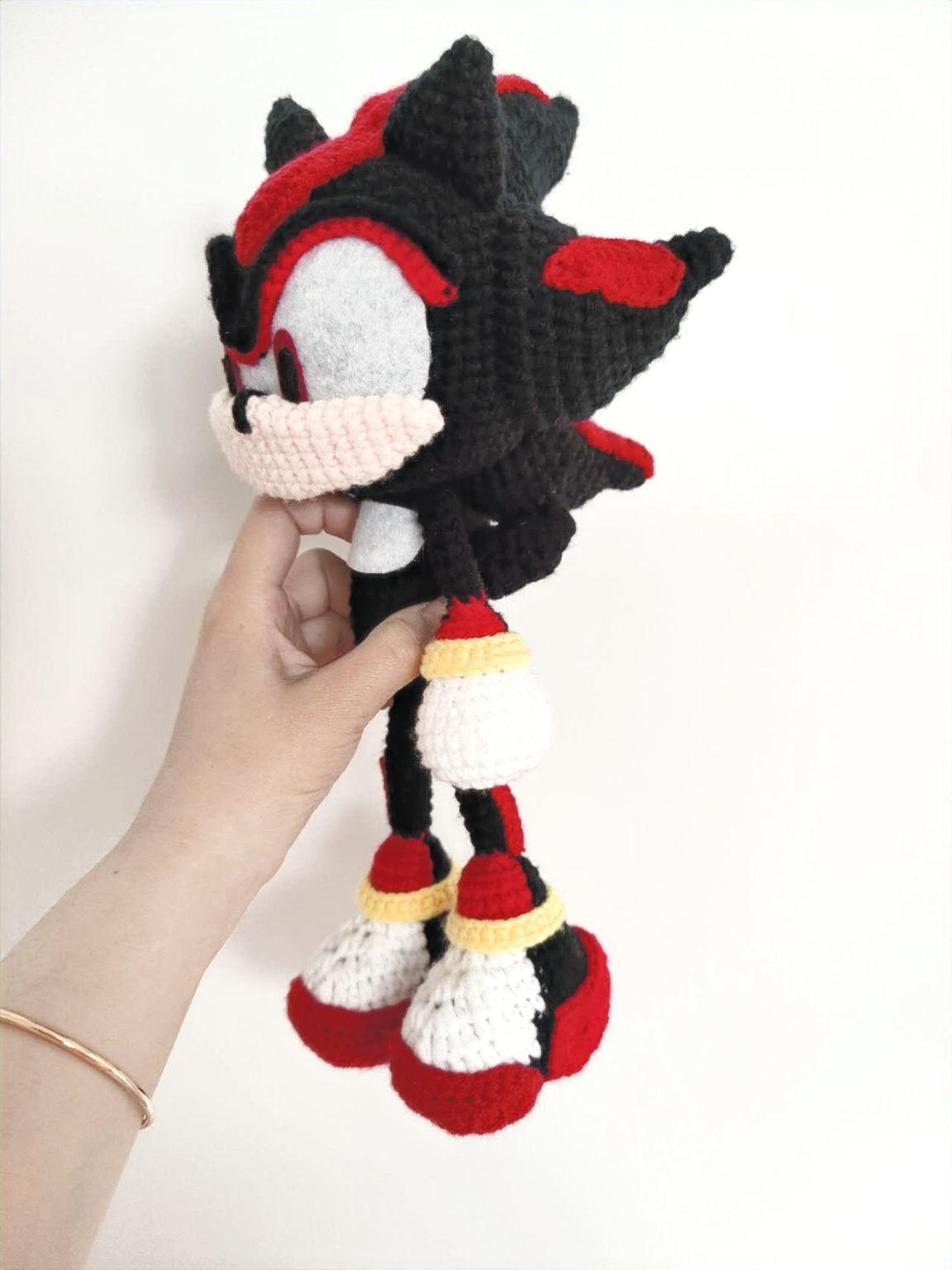 Handmade Crochet Shadow the Hedgehog Plush Toy