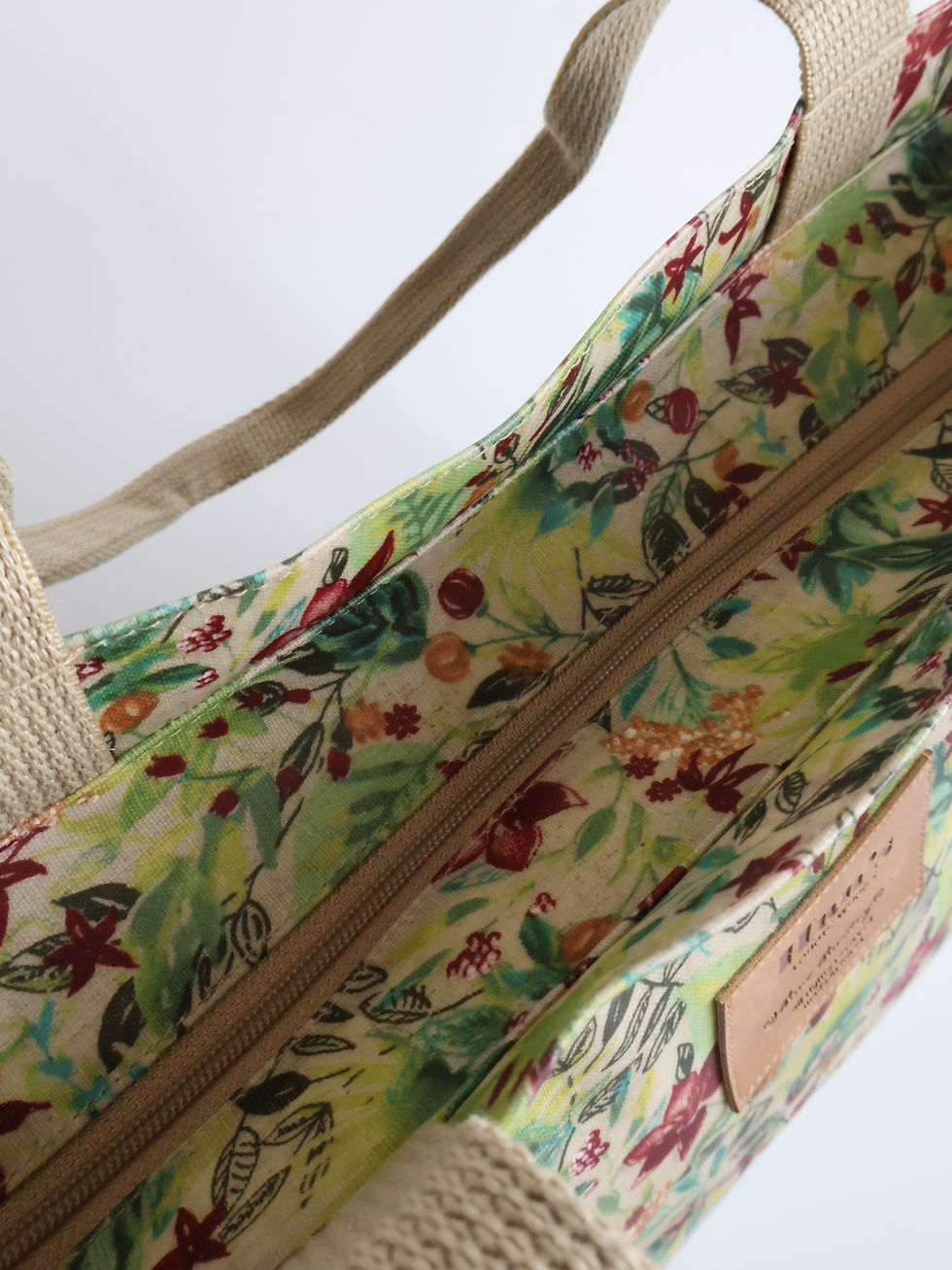 섬네일: Coated Cotton Tote Bag | Green Leaf