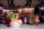 happy bride about to throw flowers devot