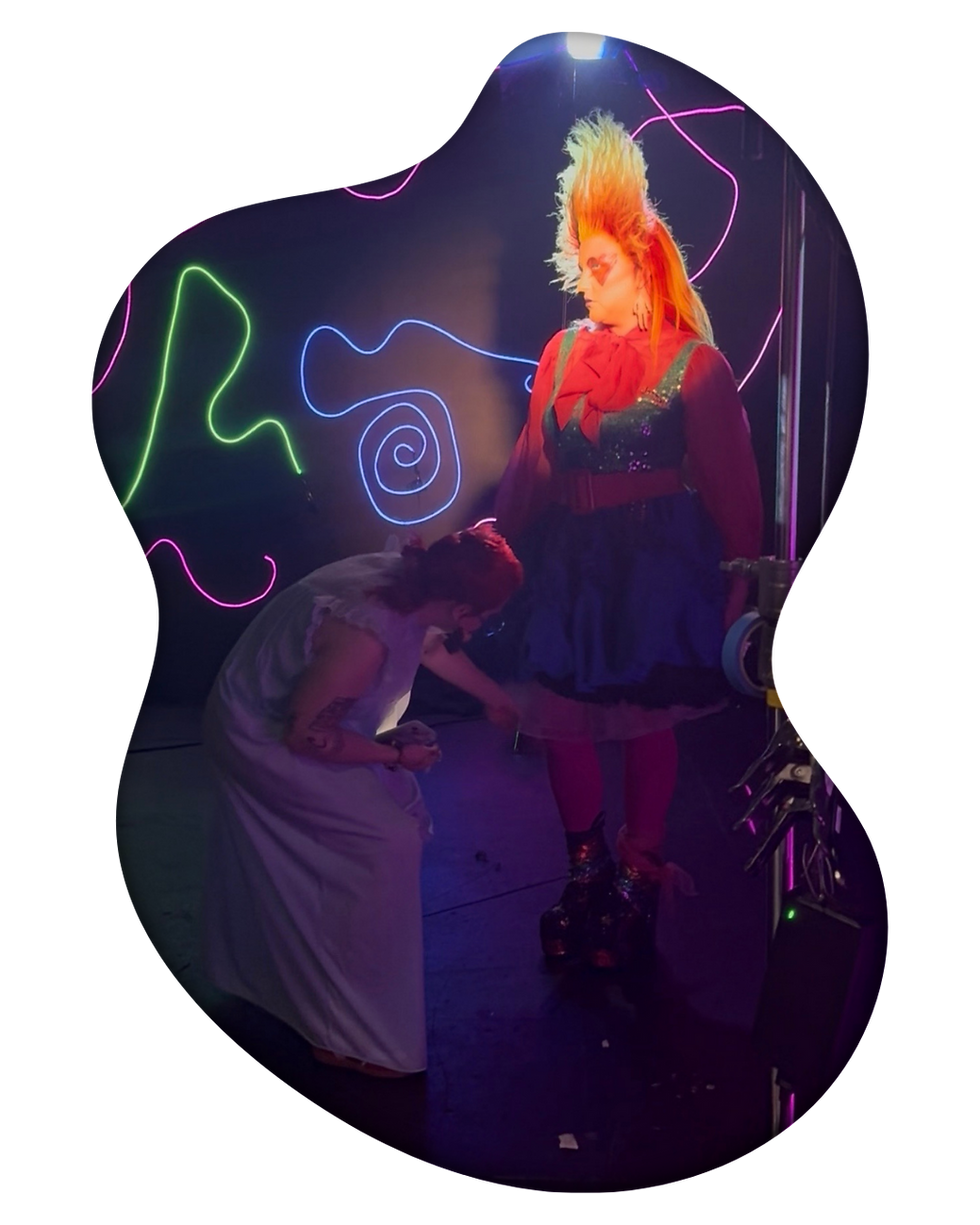 Styled by GG with Caroline Kingsbury being styled for a music video_