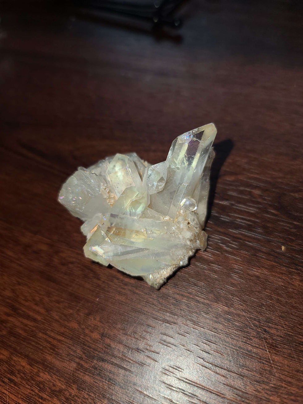 Aura coated quartz crystal cluster raw specimen 