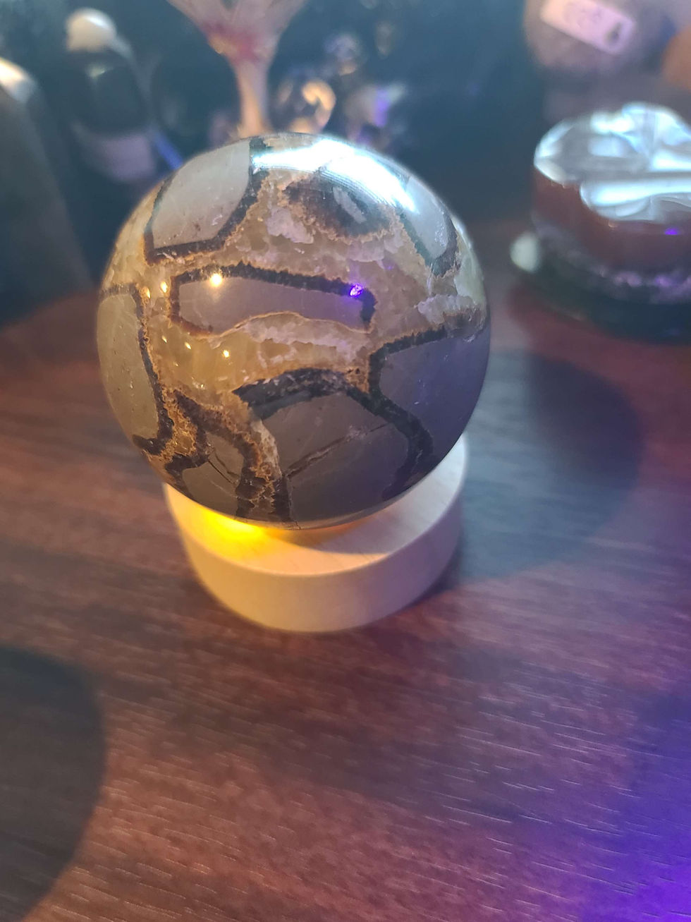 Thumbnail: Large Septarian Sphere with Great UV crystal 