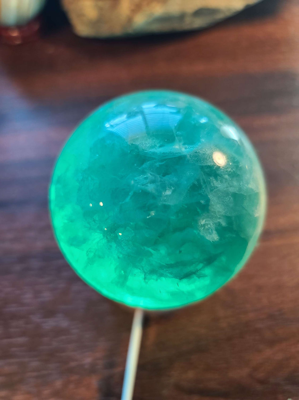 Thumbnail: Beautiful teal fluorite crystal sphere