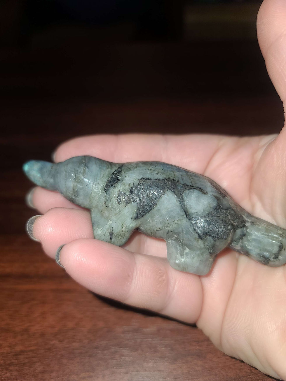 Thumbnail: One of a kind labradorite platypus crystal animal carving