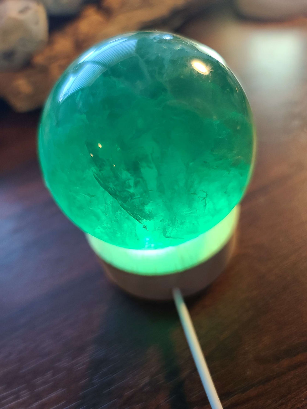 Thumbnail: Beautiful teal fluorite crystal sphere