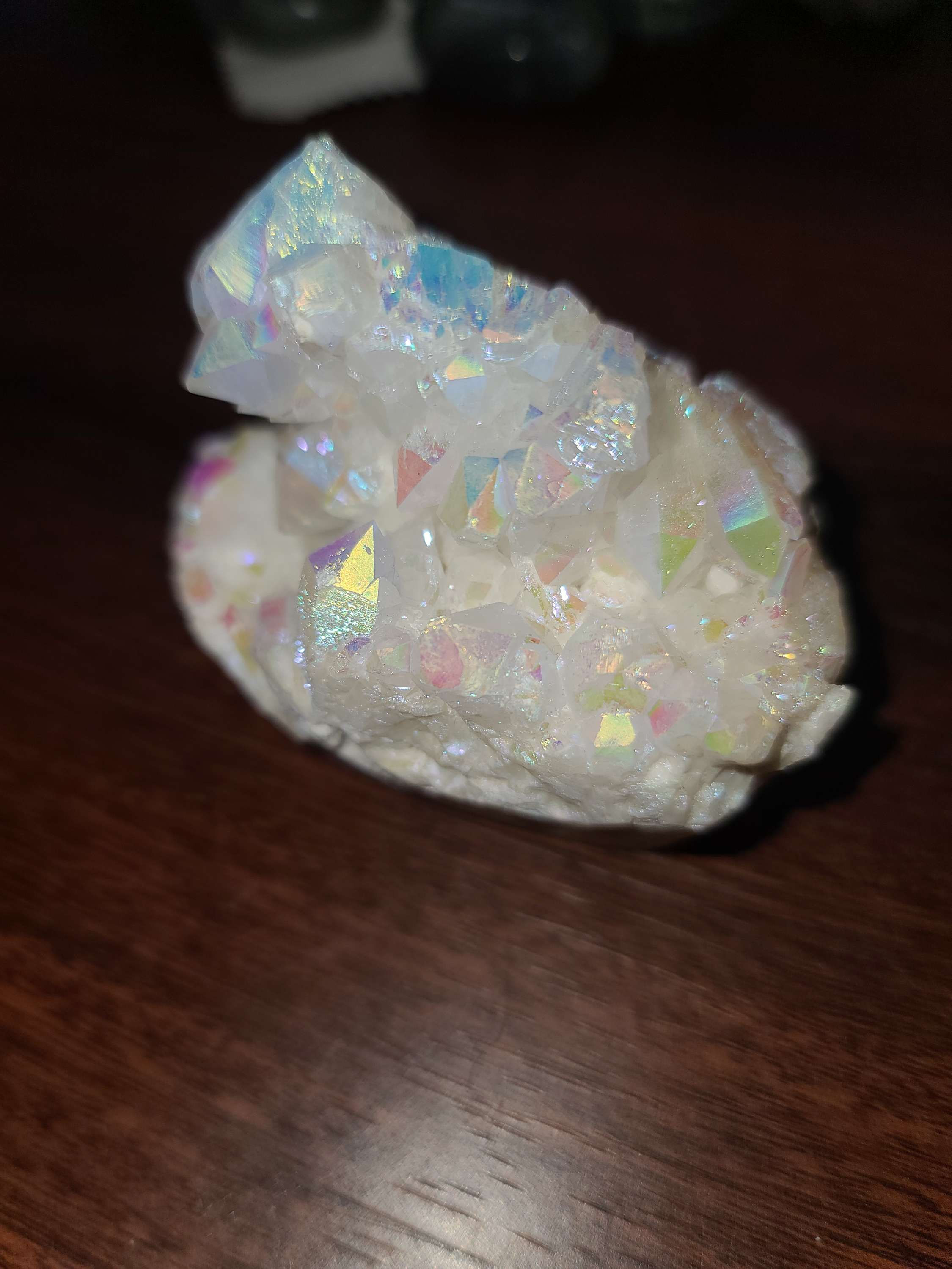  Rainbow aura quartz crystal cluster raw specimen