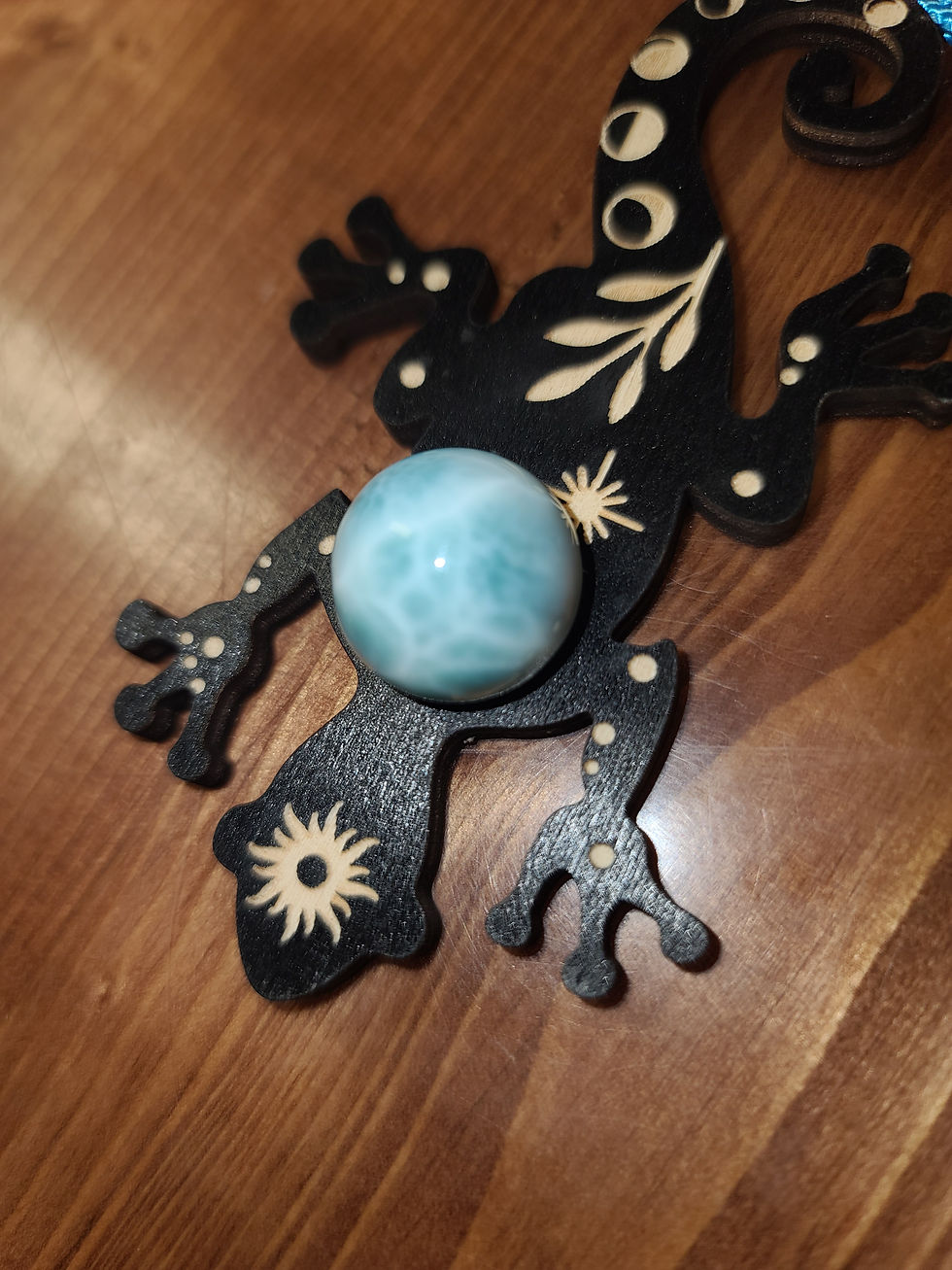 Thumbnail: Grade aaa Larimar sphere with custom bag 