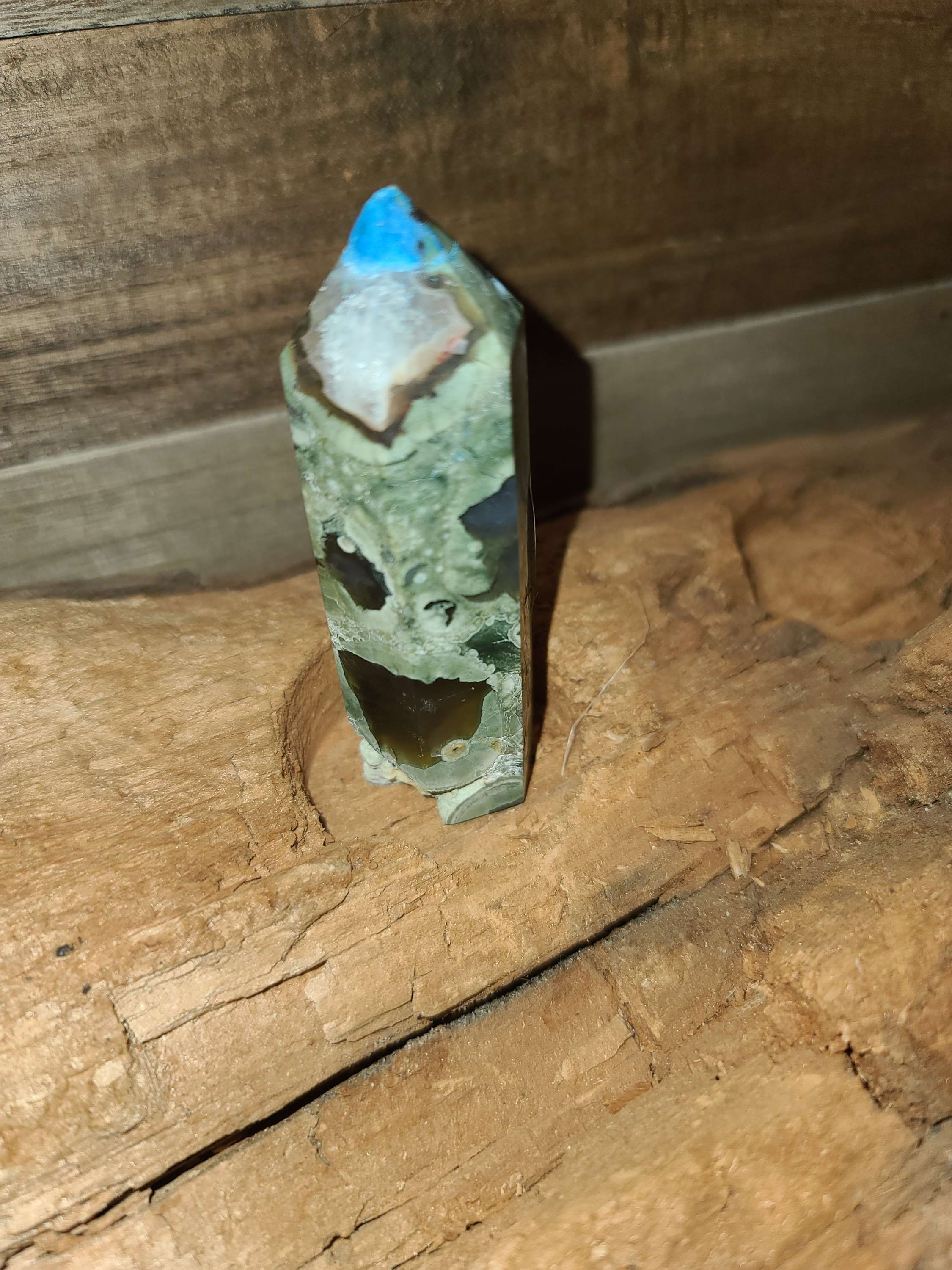 Jasper type crystal Tower with druzy foundation 