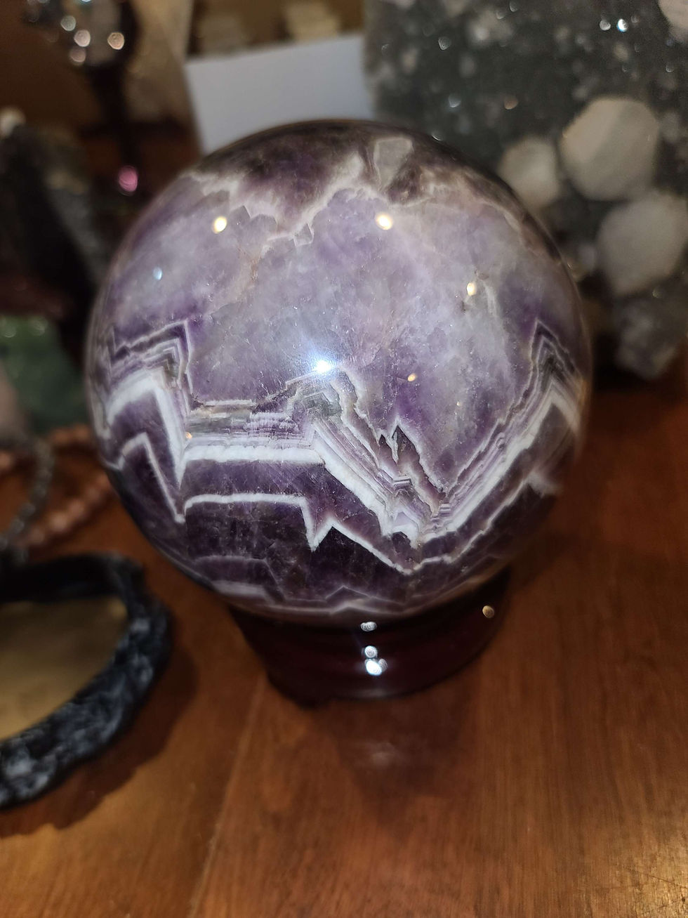 Thumbnail: Massive smoky quartz dream amethyst sphere 