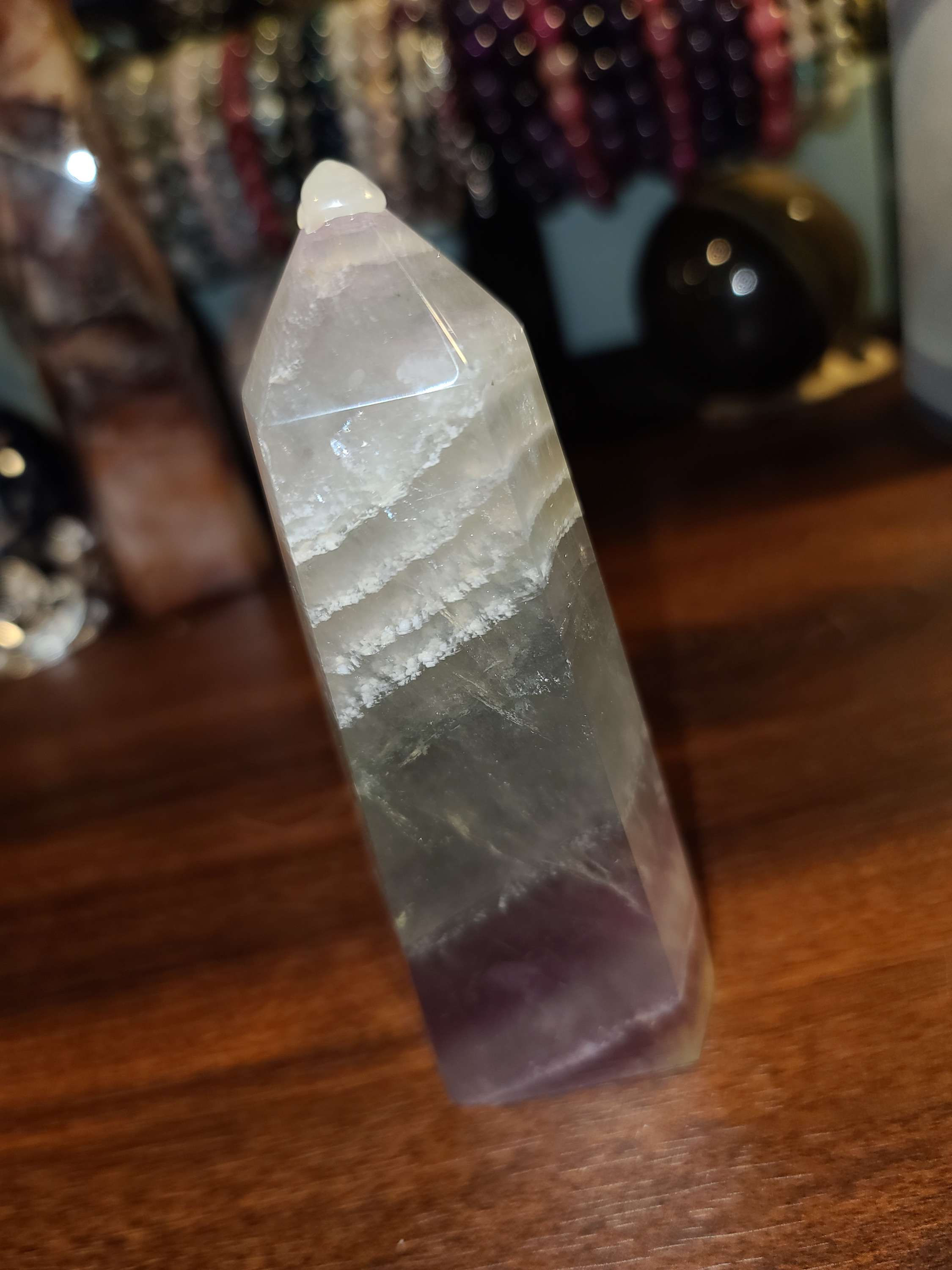 Chunky rainbow fluorite tower crystal 