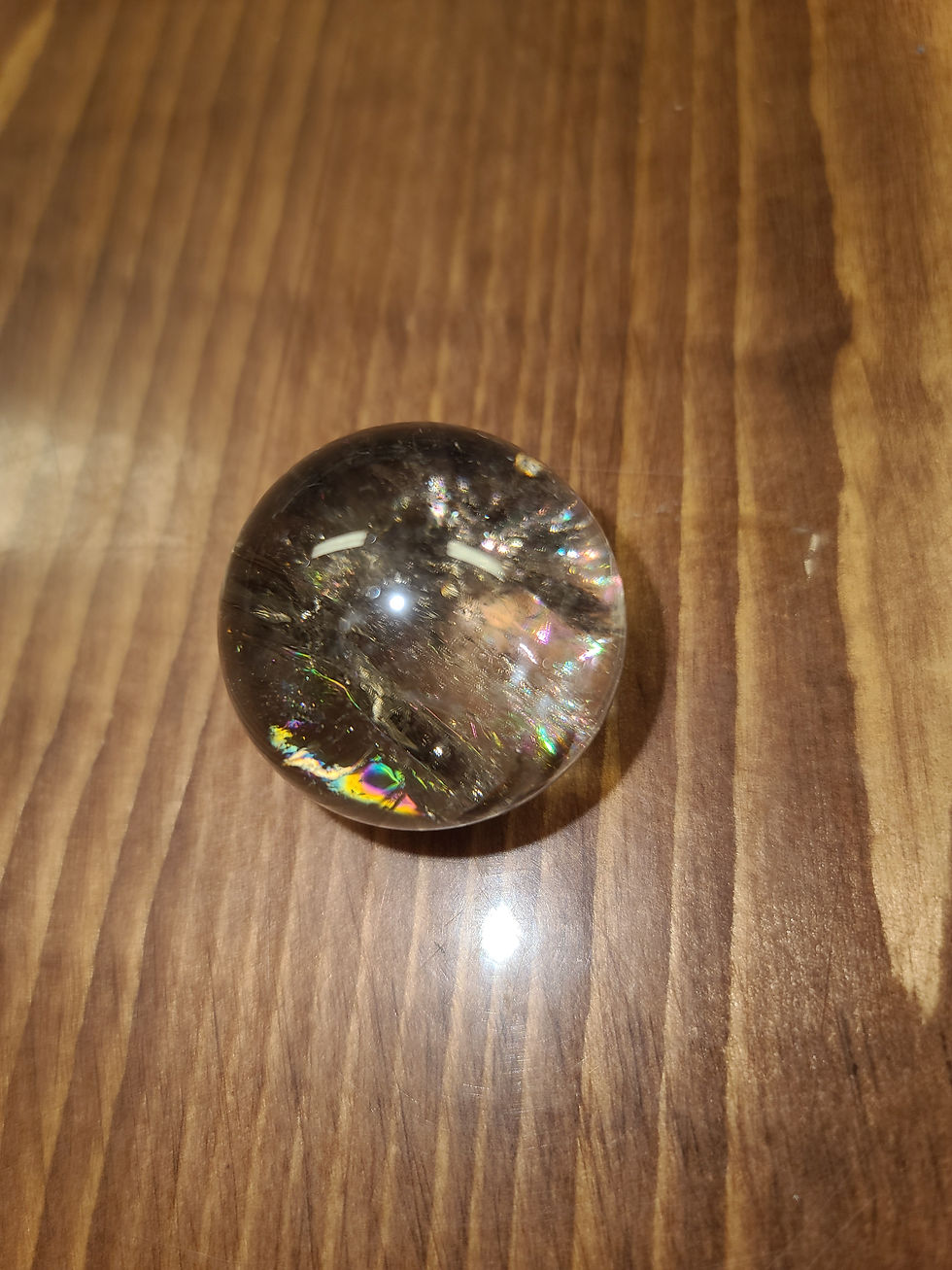 Thumbnail: Random pick smoky quartz sphere with rainbow flash 