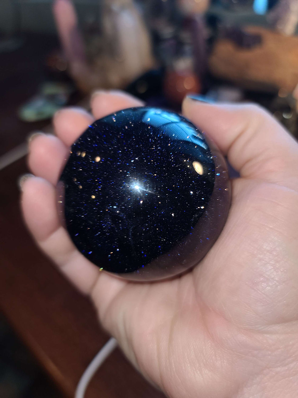 Thumbnail: Deep blue sandstone crystal sphere 