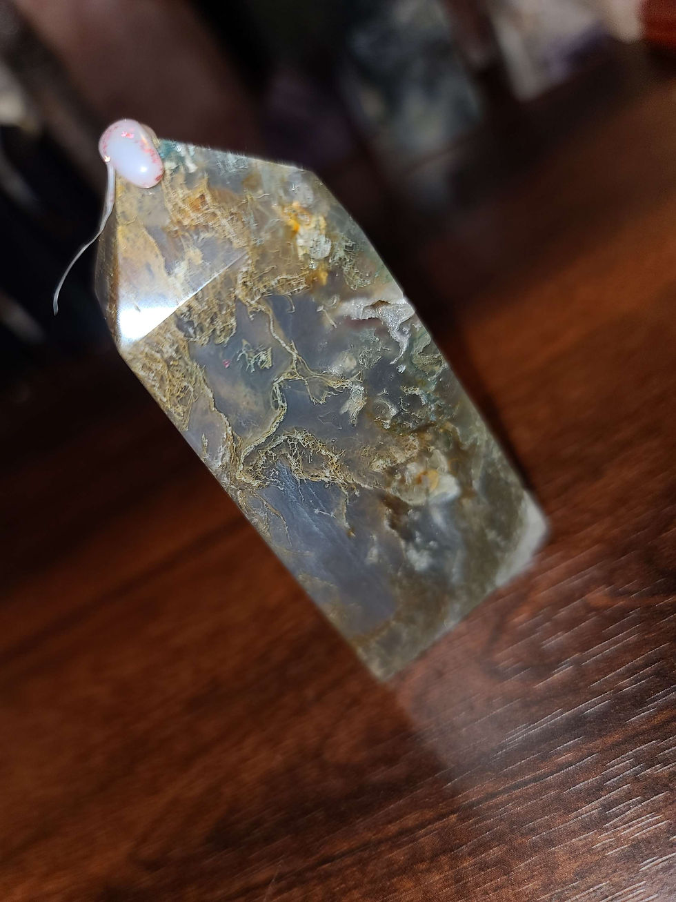 Thumbnail: Grade aaa moss agate with druzy crystal tower 