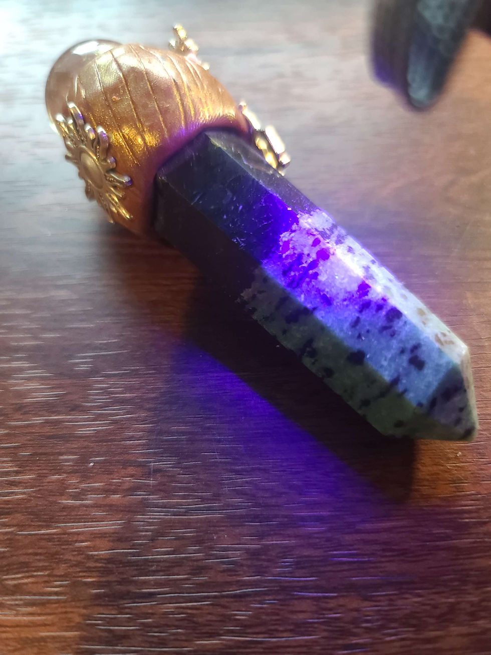 Thumbnail: Ruby zoisite crystal stag wand 
