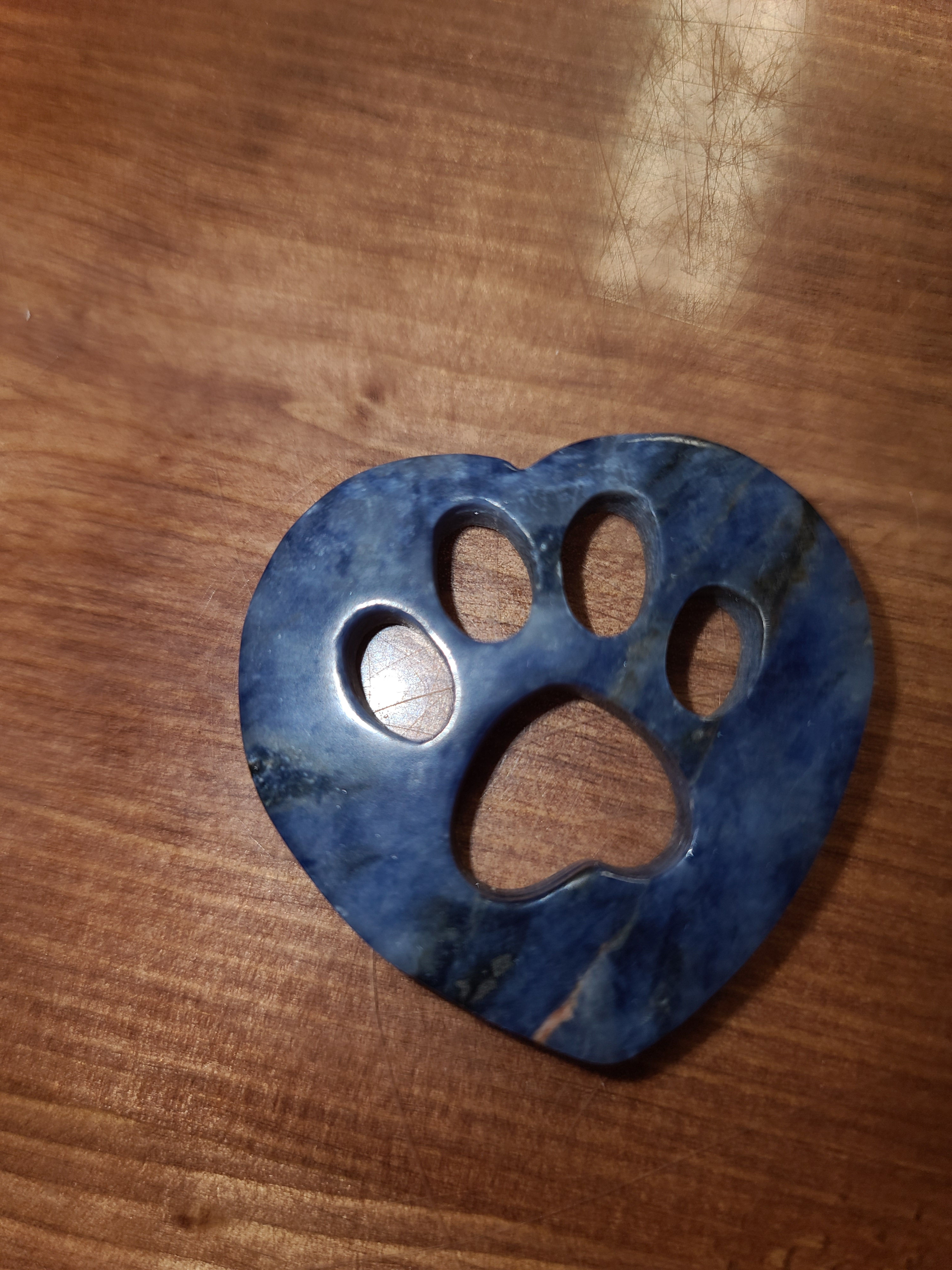 Sodalite crystal heart animal puppy dog cat paw print keepsake