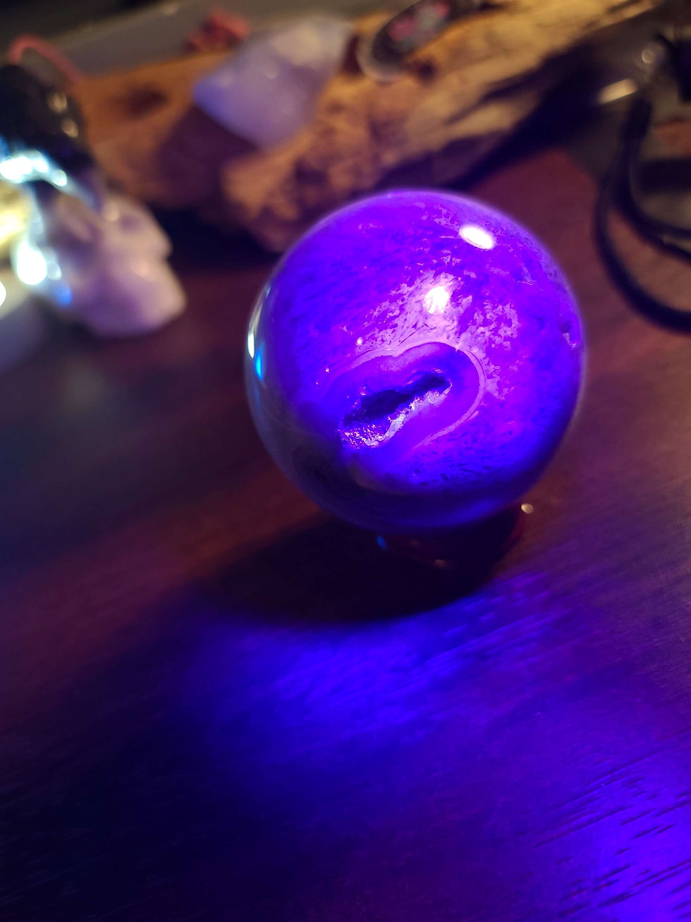 Thumbnail: Pink amethyst flower agate moss agate crystal sphere druzy