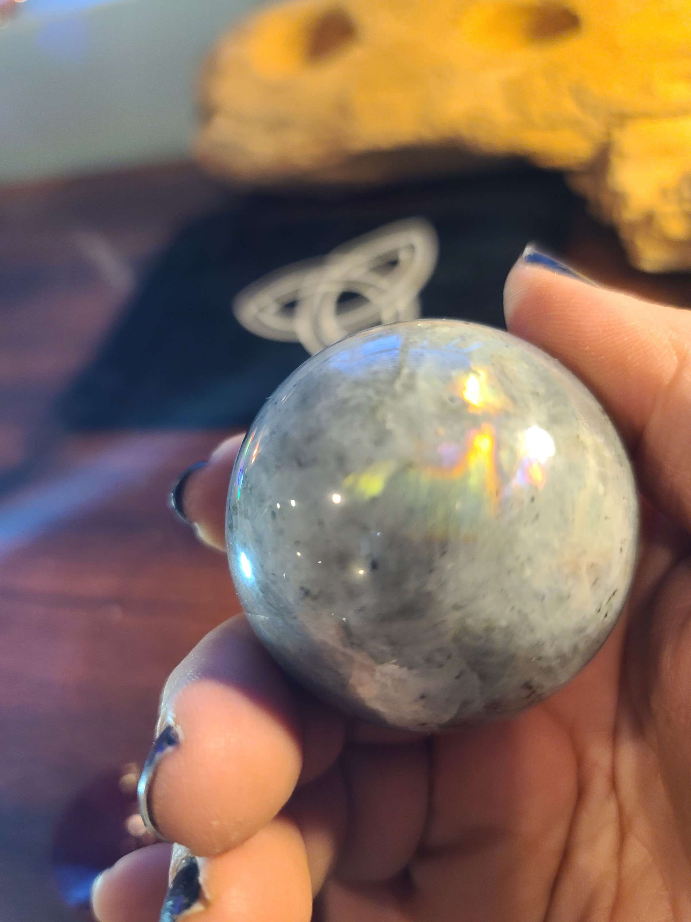 Splash labradorite crystal sphere 