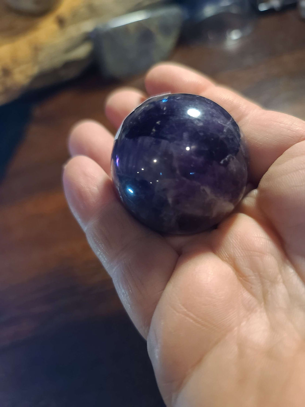 Thumbnail: Deep purple Grape amethyst crystal sphere
