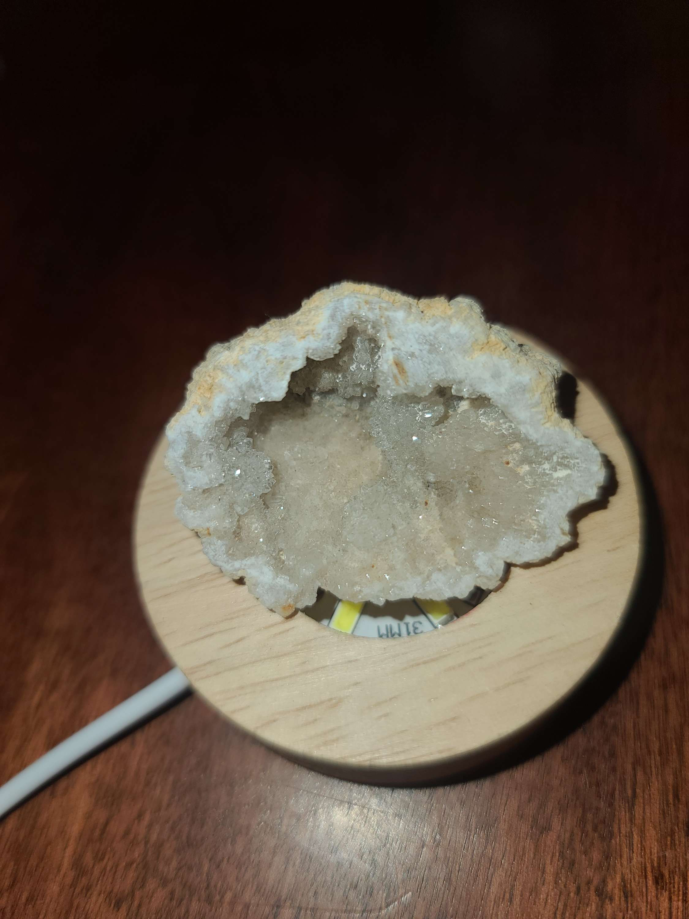 White druzy baby crystal geode garden 