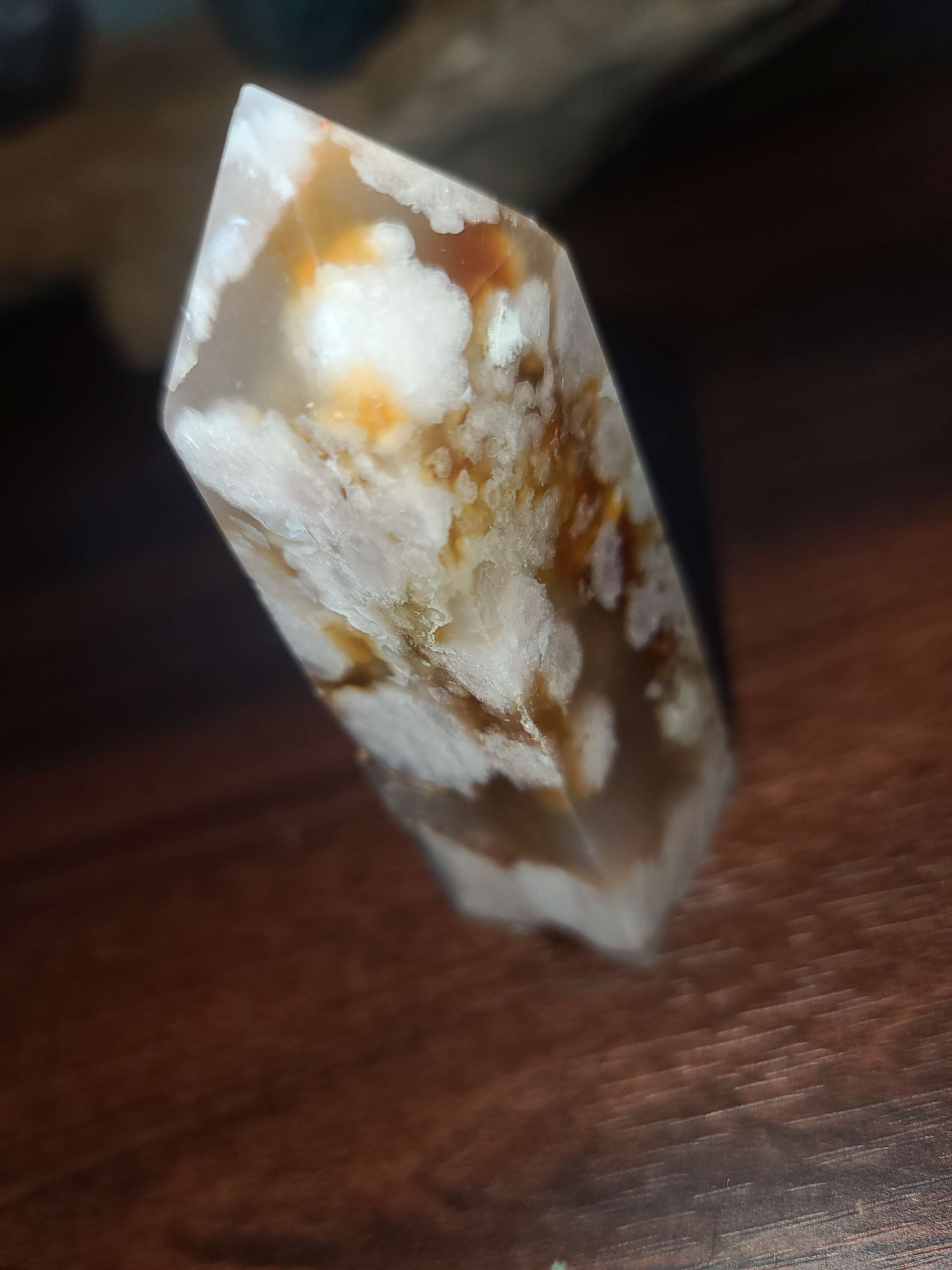 Sakura Agate uv reactive pink amethyst crystal tower 