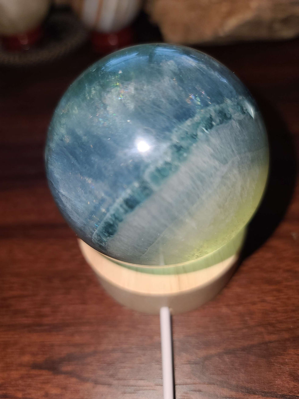 Thumbnail: Rainbow fluorite deep sea tide teal crystal sphere