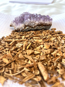 Close-up of Iboga root bark used during retreats – this sacred plant acts as a spiritual teacher, catalysing profound healing, ancestral release, and personal awakening.