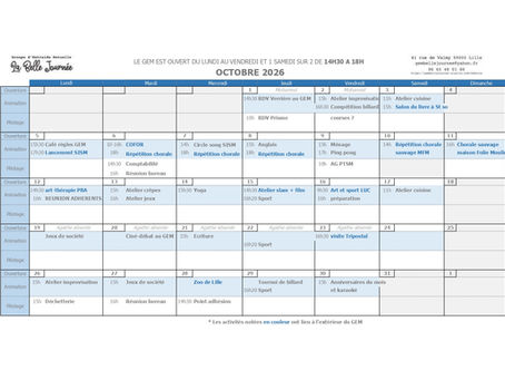 📅 Découvrez le planning du mois !