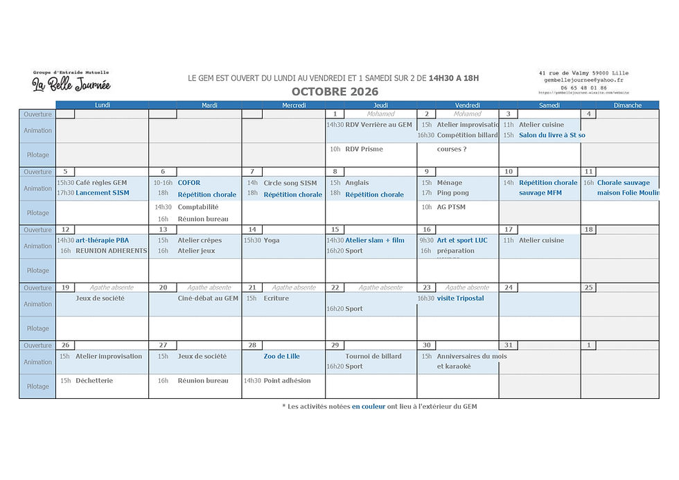 📅 Découvrez le planning du mois !
