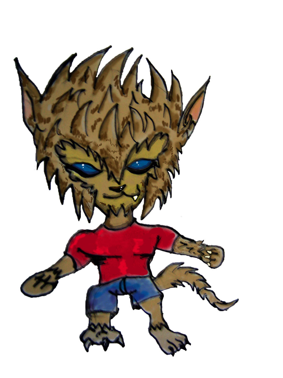 ilustración en color Hombre lobo