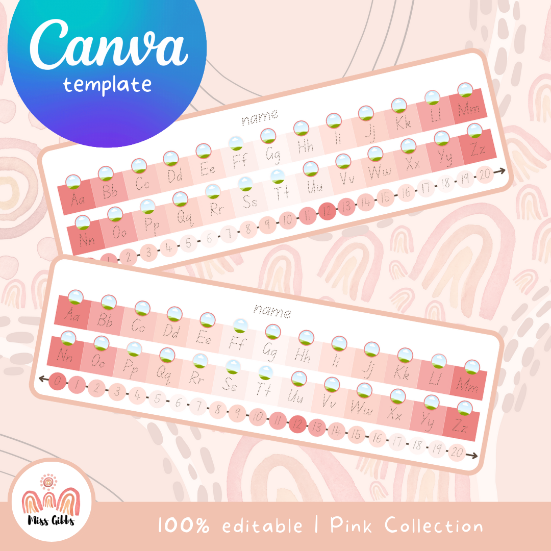 Customisable Personalised learning pink desk plates (tracing)