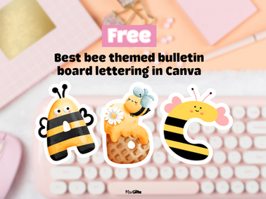 Bee themed classroom bulletin board letters and headings
