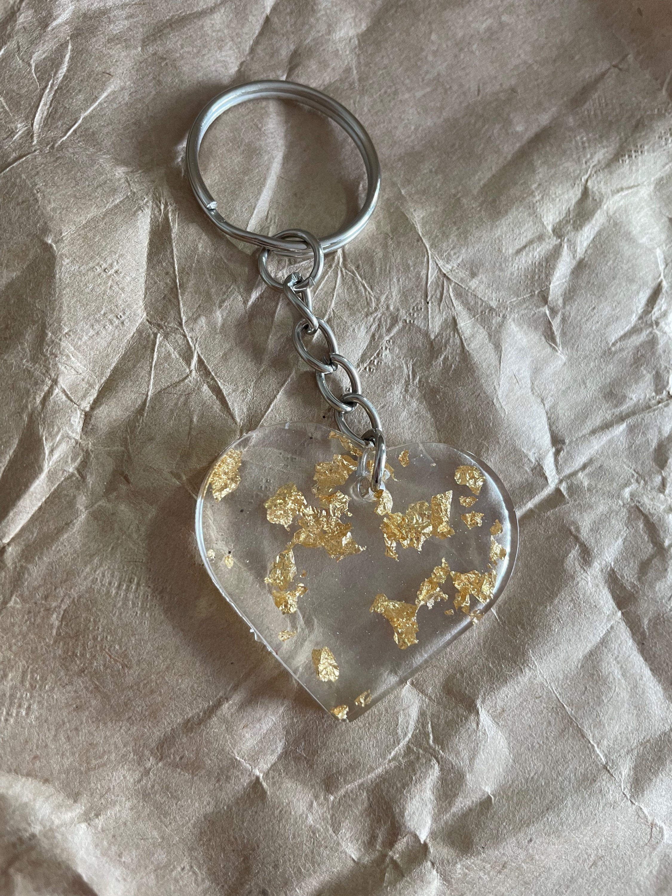 Gold Leaf Resin Keyring