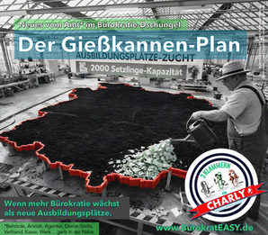 Ein Gärtner giesst ein Beet
