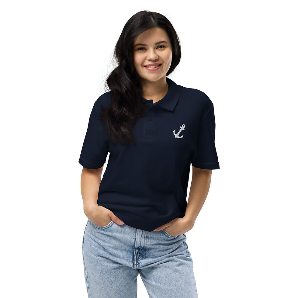 Thumbnail: Anchor (Sailing) Black/Navy Unisex pique polo shirt copy
