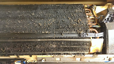 Wall Mounted Air Conditioning Unit With Very Dirty Evaporator Coil