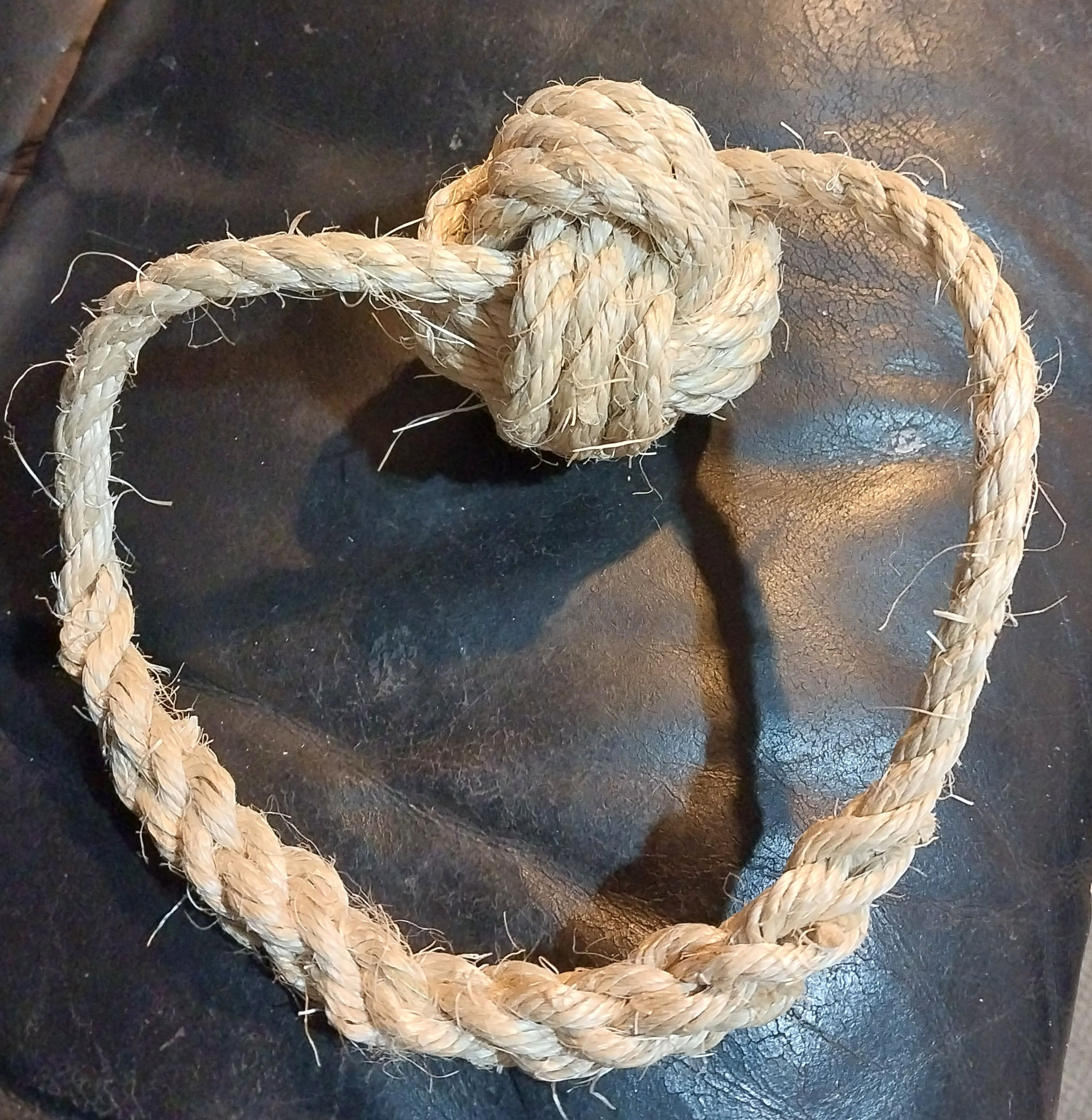 Rope and rawhide dog tug of war toy