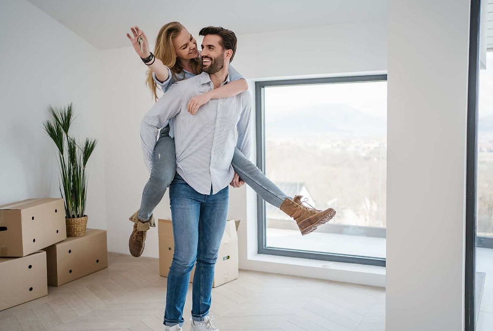Husband piggy backing his wife 