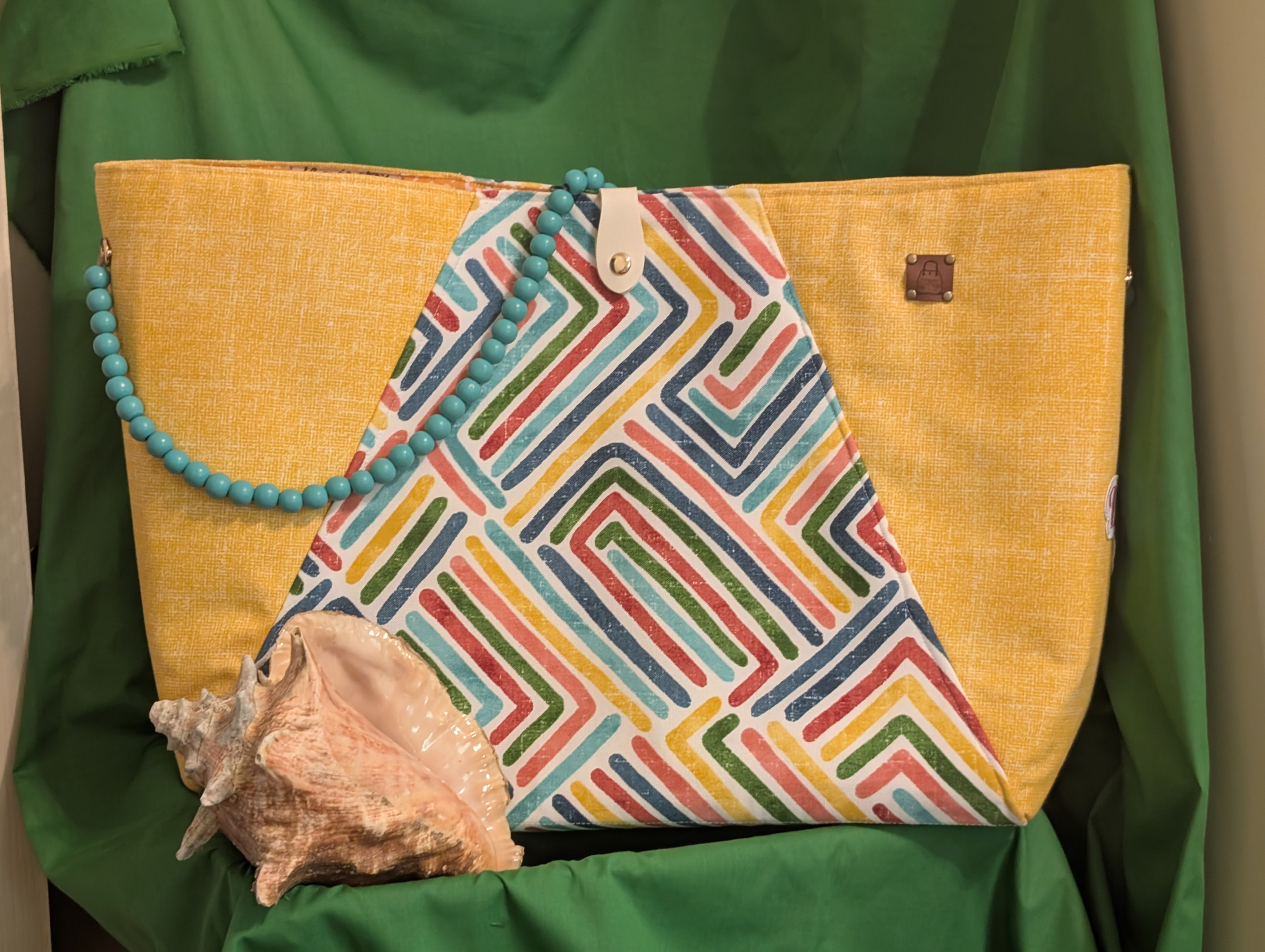 Dream On Large Triangle Yellow Beach Bag