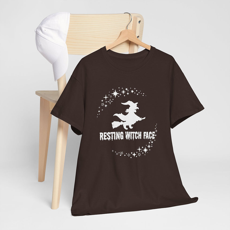 Thumbnail: Resting Witch Face Tee — Halloween Witch Graphic T‑Shirt