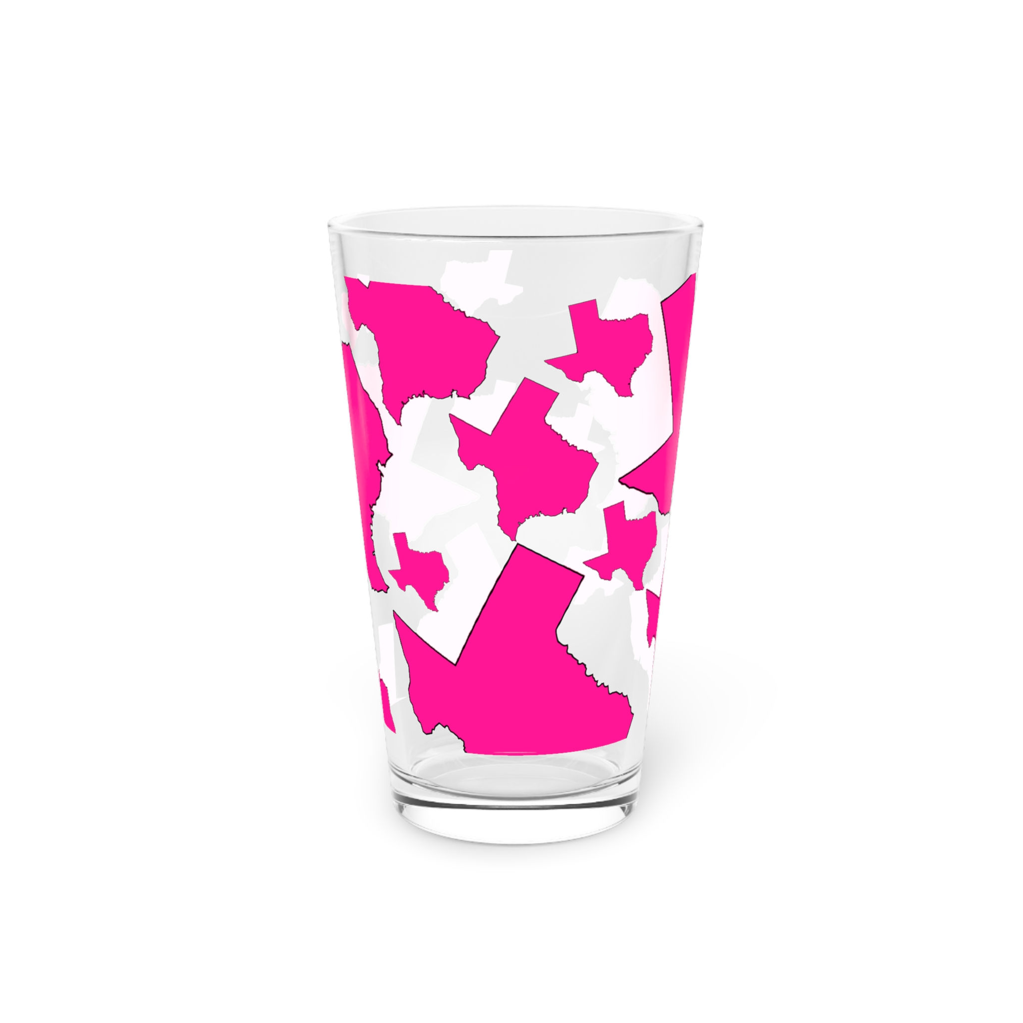 Pink Texas Pattern Pint Glass — 16oz Decorative State Silhouette Beer Glass
