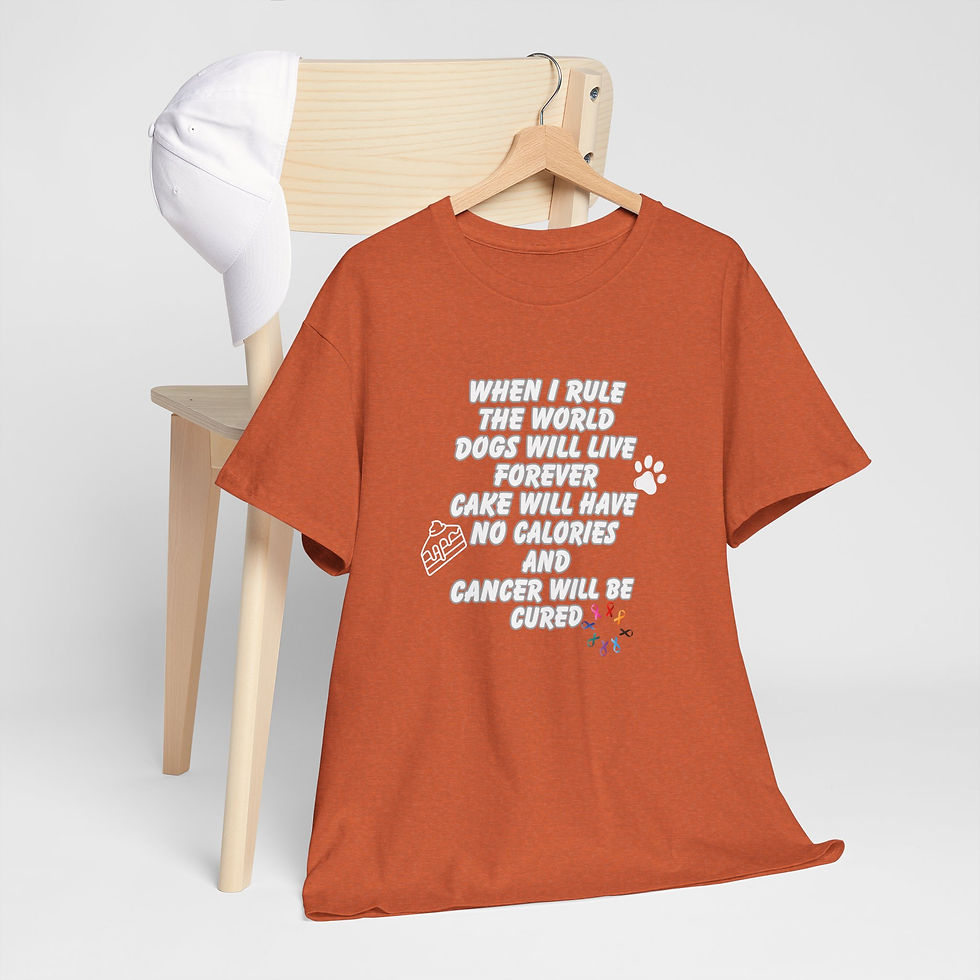 Whimsical Dog & Cake Quote Tee - Unisex Heavy Cotton T-Shirt