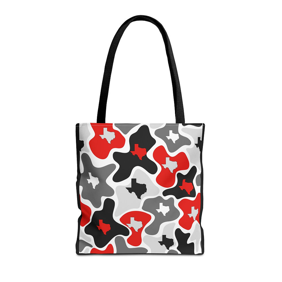 Thumbnail: Texas Camo Tote Bag — Red, Black & Gray All-Over Print