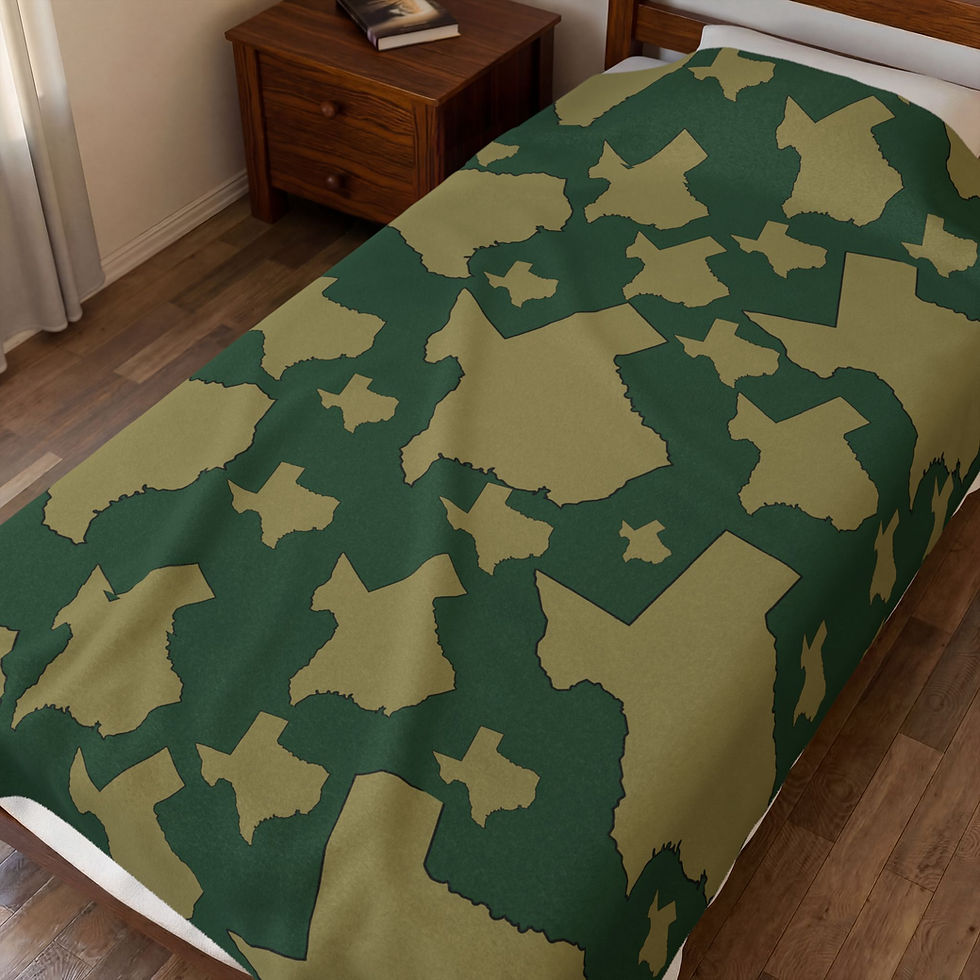 Thumbnail: Velveteen Plush Blanket — Green & TGold Texas Camo Throw