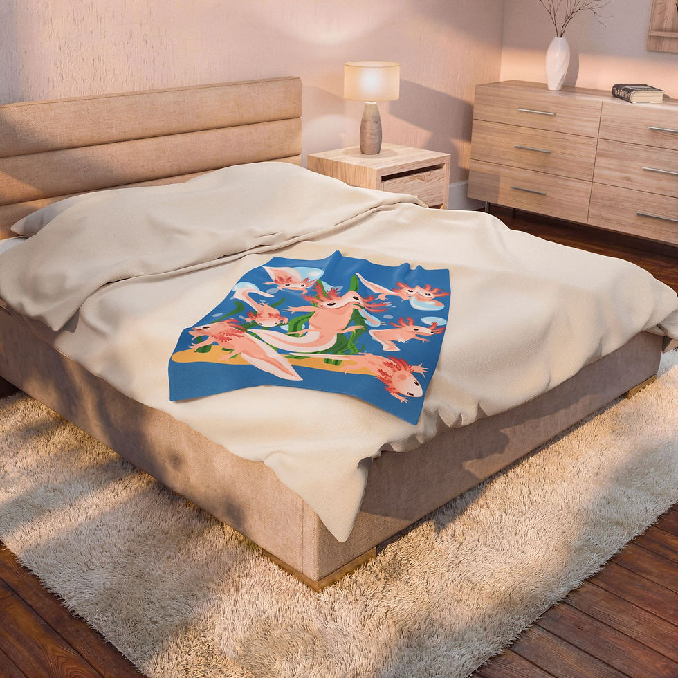 Thumbnail: Axolotl Plush Blanket – Cute Pink Axolotl Sea Life Velveteen Throw